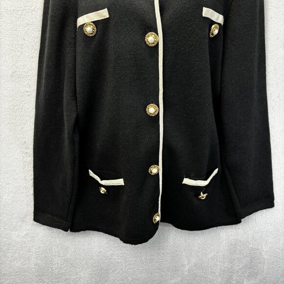 Vintage 90s Express Tricot Cardigan Sweater Womens Large L Black Pearl Italy - Picture 6 of 13